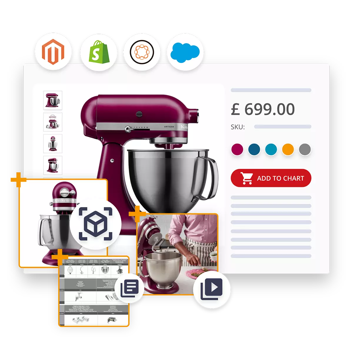 example of a product sheet for a kneading machine published on various online e-commerce channels